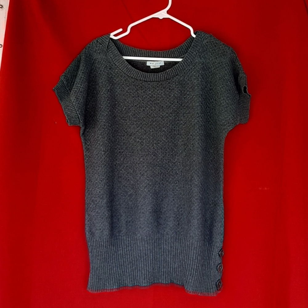 Wet paint knit blouse